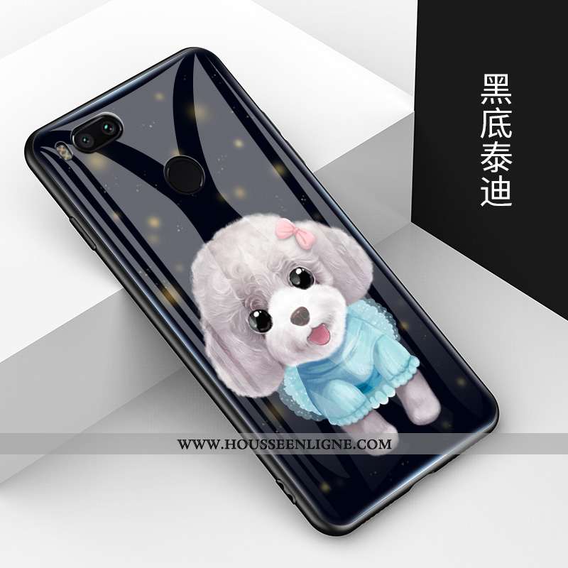 Housse Xiaomi Mi A1 Créatif Dessin Animé Bleu Verre Protection Fluide Doux Tendance