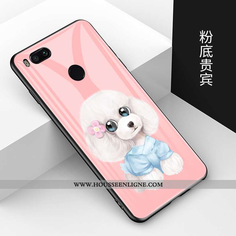 Housse Xiaomi Mi A1 Créatif Dessin Animé Bleu Verre Protection Fluide Doux Tendance