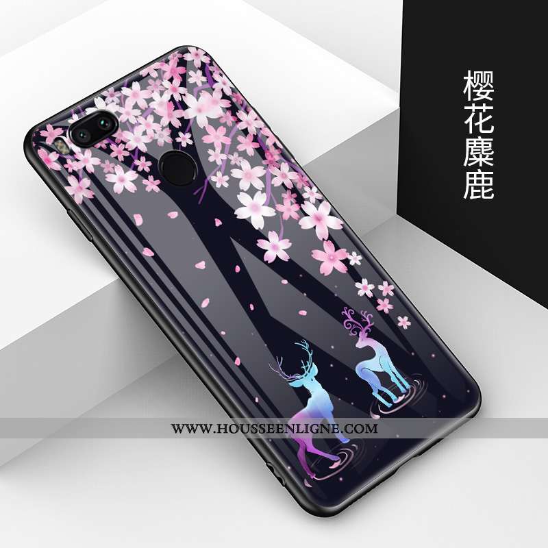 Housse Xiaomi Mi A1 Créatif Dessin Animé Bleu Verre Protection Fluide Doux Tendance