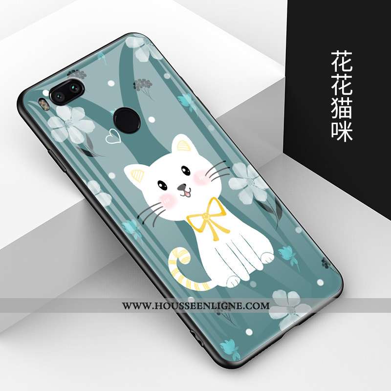 Housse Xiaomi Mi A1 Créatif Dessin Animé Bleu Verre Protection Fluide Doux Tendance