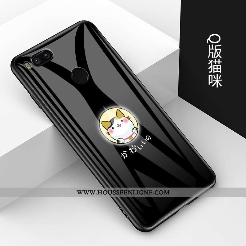 Housse Xiaomi Mi A1 Créatif Dessin Animé Bleu Verre Protection Fluide Doux Tendance