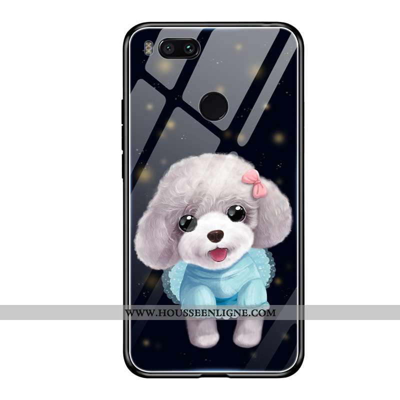 Housse Xiaomi Mi A1 Créatif Dessin Animé Bleu Verre Protection Fluide Doux Tendance