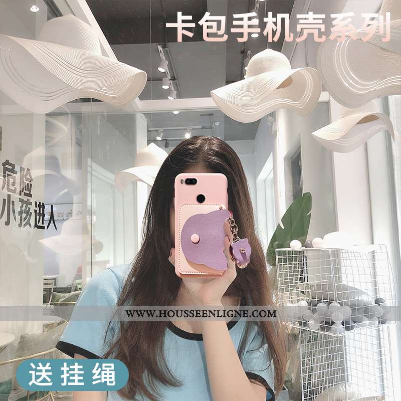 Housse Xiaomi Mi A1 Créatif Portefeuille Petit Téléphone Portable Tout Compris Fluide Doux Étui Rose