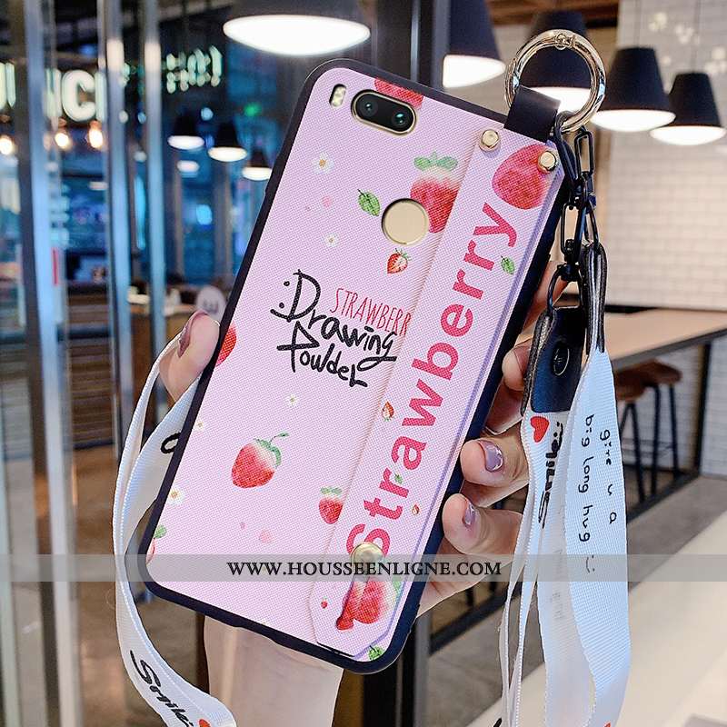 Housse Xiaomi Mi A1 Délavé En Daim Personnalité Fluide Doux Rose Petit Mode Téléphone Portable