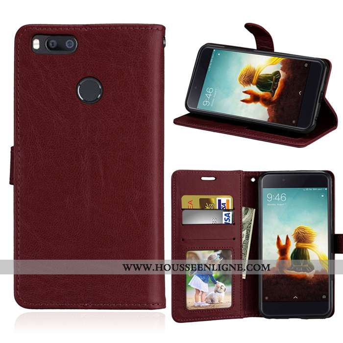 Housse Xiaomi Mi A1 Fluide Doux Silicone Petit Mesh Coque Étui Cuir Marron