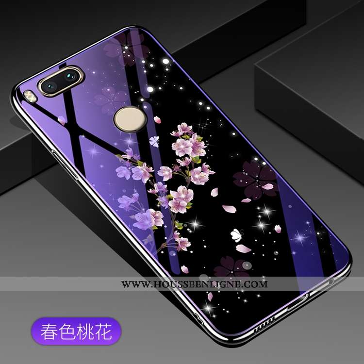 Housse Xiaomi Mi A1 Luxe Verre Tendance Placage Violet Petit Net Rouge