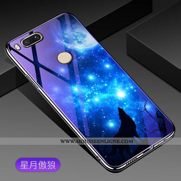 Housse Xiaomi Mi A1 Luxe Verre Tendance Placage Violet Petit Net Rouge