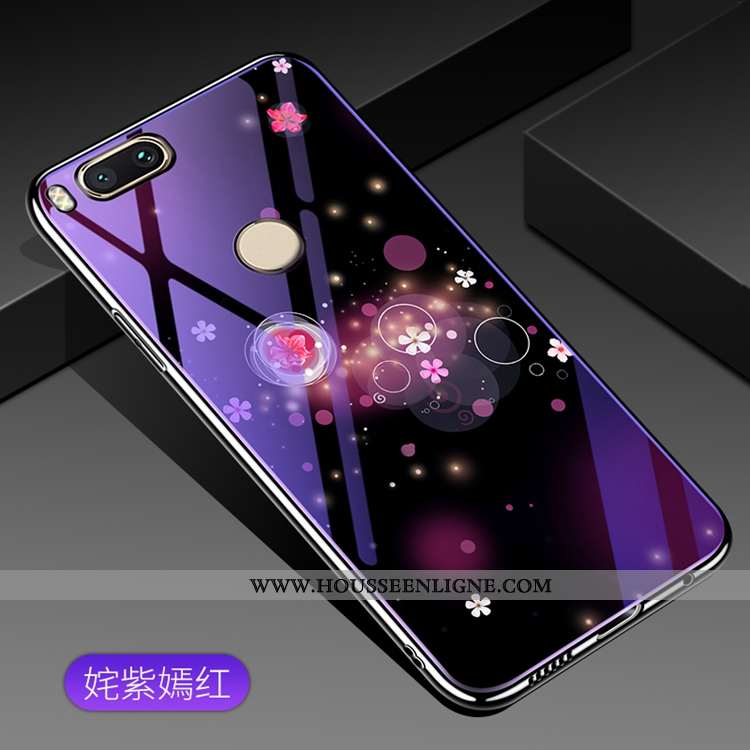 Housse Xiaomi Mi A1 Luxe Verre Tendance Placage Violet Petit Net Rouge