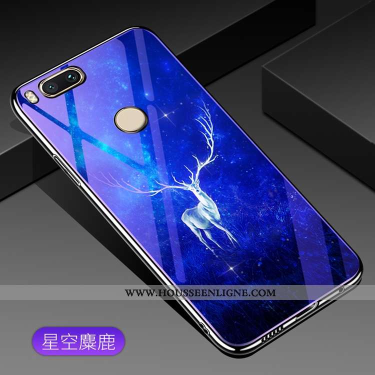 Housse Xiaomi Mi A1 Luxe Verre Tendance Placage Violet Petit Net Rouge