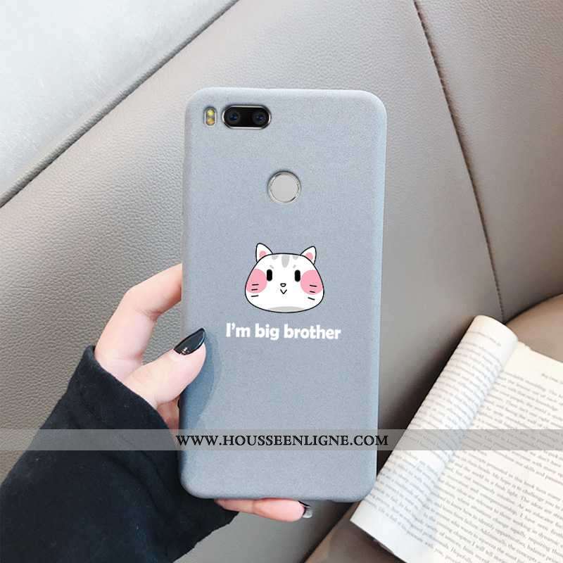 Housse Xiaomi Mi A1 Protection Délavé En Daim Coque Fluide Doux Chic Étui Bordure Gris