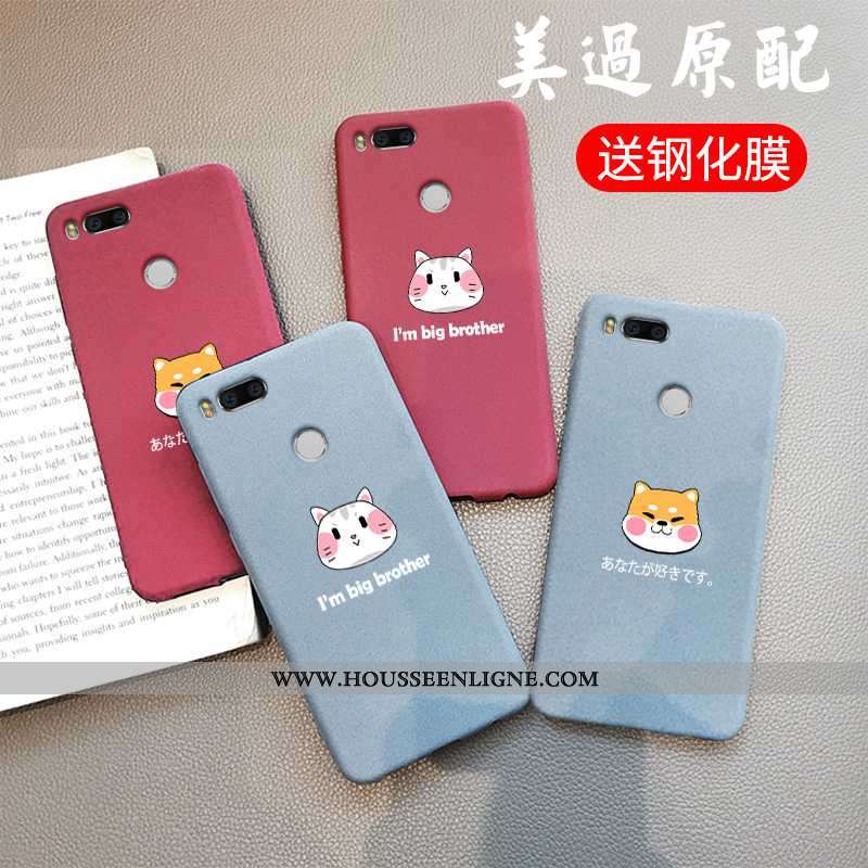 Housse Xiaomi Mi A1 Protection Délavé En Daim Coque Fluide Doux Chic Étui Bordure Gris