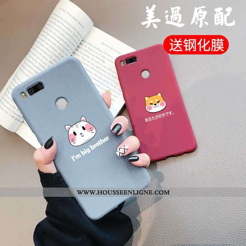 Housse Xiaomi Mi A1 Protection Délavé En Daim Coque Fluide Doux Chic Étui Bordure Gris