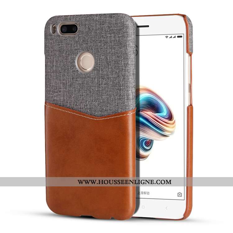 Housse Xiaomi Mi A1 Protection Petit Téléphone Portable Rouge Carte Étui Coque Marron