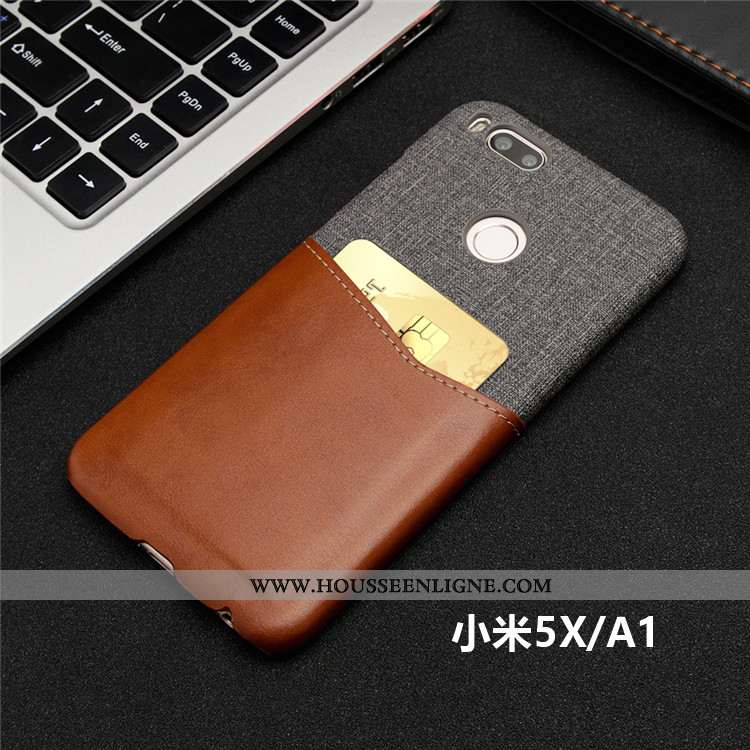 Housse Xiaomi Mi A1 Protection Petit Téléphone Portable Rouge Carte Étui Coque Marron