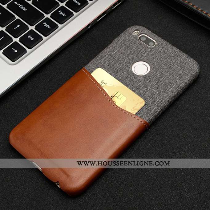 Housse Xiaomi Mi A1 Protection Petit Téléphone Portable Rouge Carte Étui Coque Marron
