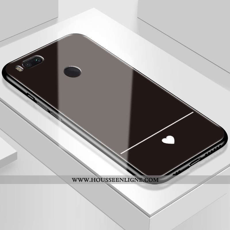 Housse Xiaomi Mi A1 Silicone Mode Amour Simple Verre Téléphone Portable Étui Bordeaux