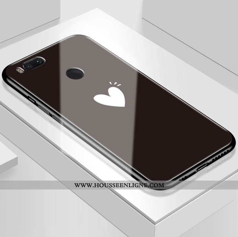Housse Xiaomi Mi A1 Silicone Mode Amour Simple Verre Téléphone Portable Étui Bordeaux