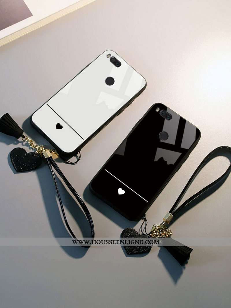 Housse Xiaomi Mi A1 Silicone Mode Amour Simple Verre Téléphone Portable Étui Bordeaux