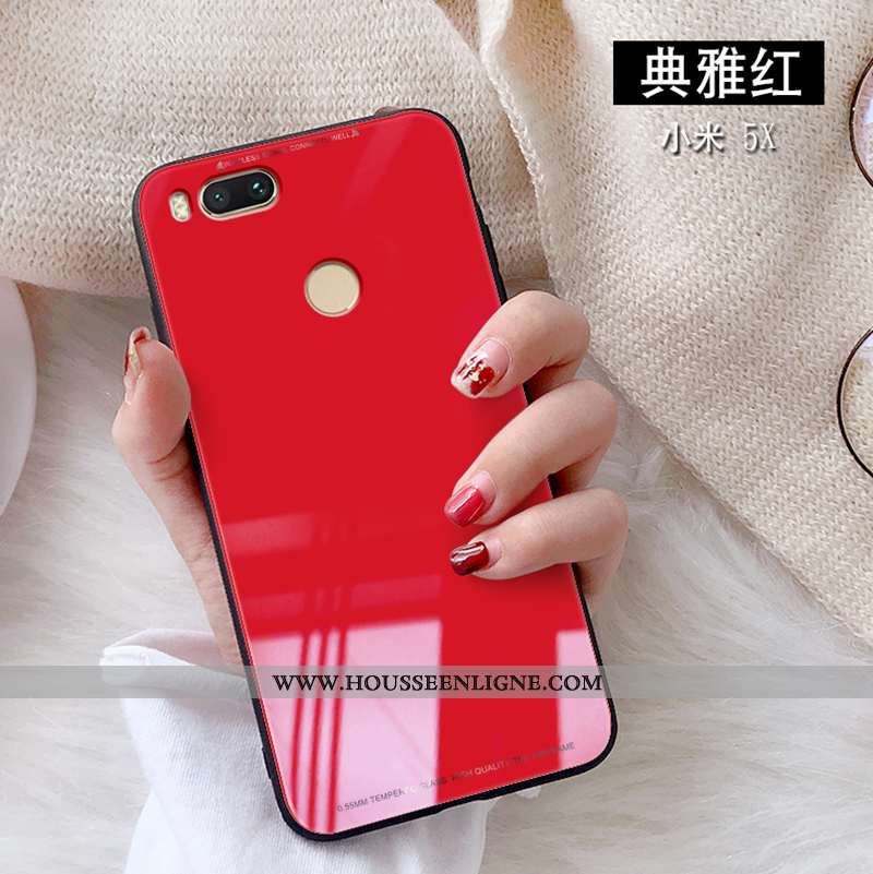 Housse Xiaomi Mi A1 Verre Créatif Tendance Coque Téléphone Portable Étui Simple Rose