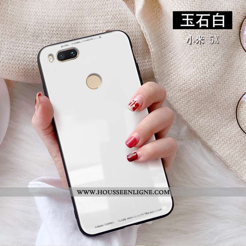 Housse Xiaomi Mi A1 Verre Créatif Tendance Coque Téléphone Portable Étui Simple Rose