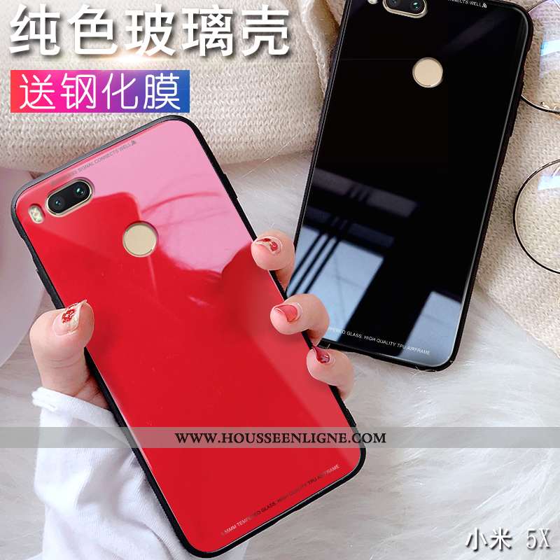 Housse Xiaomi Mi A1 Verre Créatif Tendance Coque Téléphone Portable Étui Simple Rose