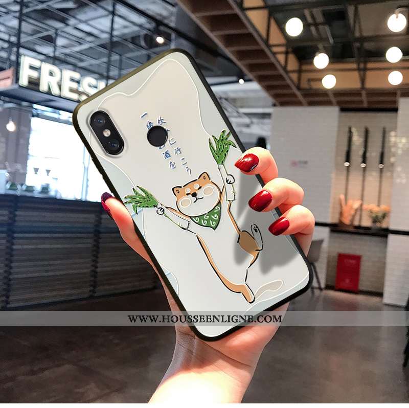 Housse Xiaomi Mi A2 Créatif Dessin Animé Charmant Coque Délavé En Daim Blanc Fluide Doux Blanche
