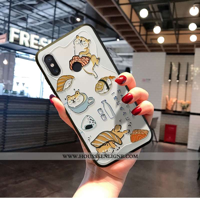 Housse Xiaomi Mi A2 Créatif Dessin Animé Charmant Coque Délavé En Daim Blanc Fluide Doux Blanche