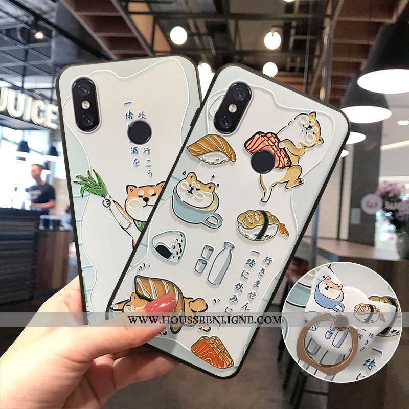 Housse Xiaomi Mi A2 Créatif Dessin Animé Charmant Coque Délavé En Daim Blanc Fluide Doux Blanche