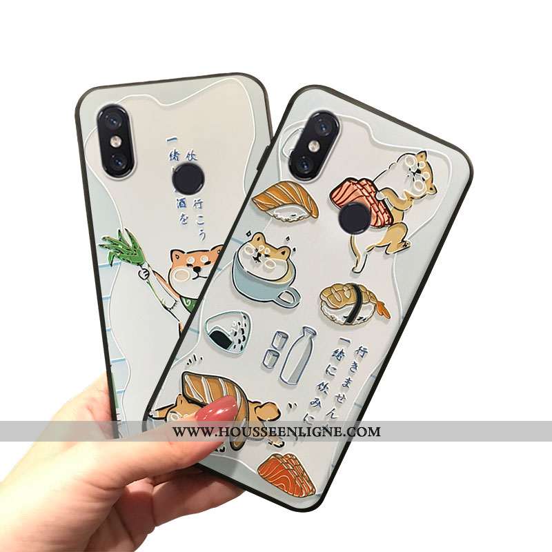 Housse Xiaomi Mi A2 Créatif Dessin Animé Charmant Coque Délavé En Daim Blanc Fluide Doux Blanche