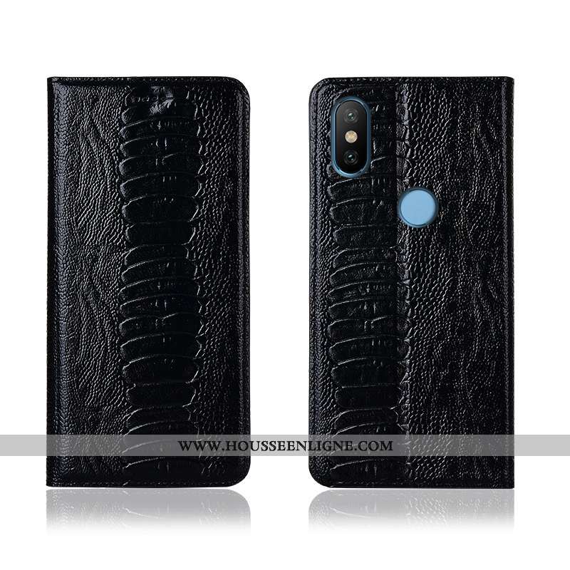 Housse Xiaomi Mi A2 Cuir Fluide Doux Coque Téléphone Portable Jaune Protection Véritable Incassable