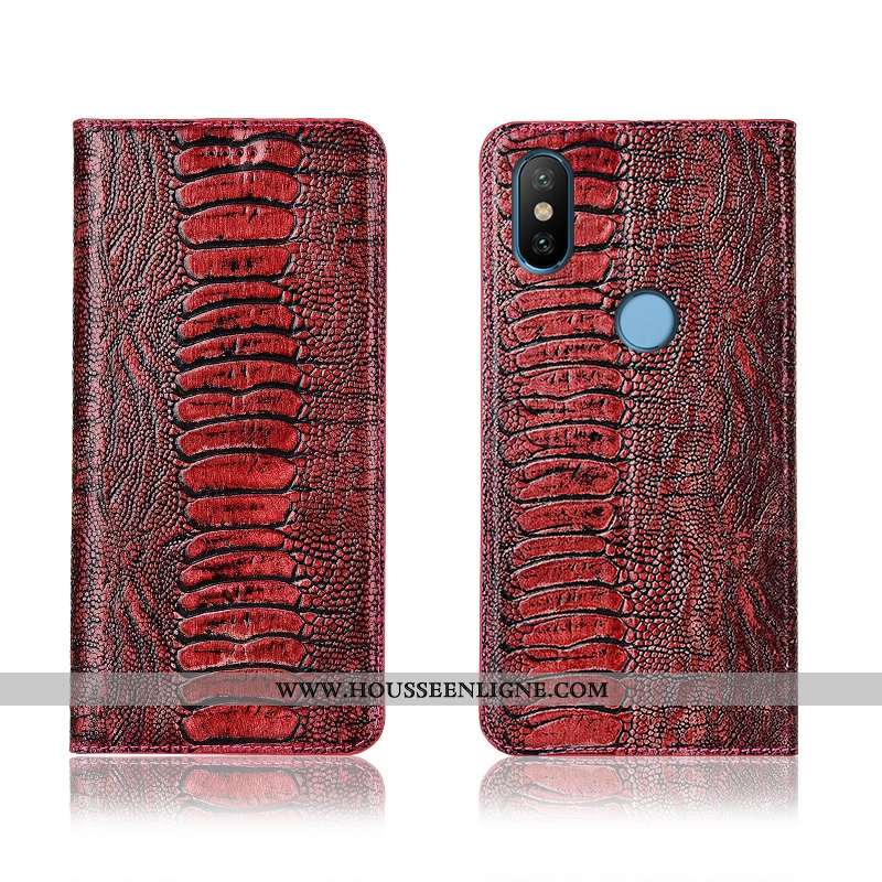 Housse Xiaomi Mi A2 Cuir Fluide Doux Coque Téléphone Portable Jaune Protection Véritable Incassable