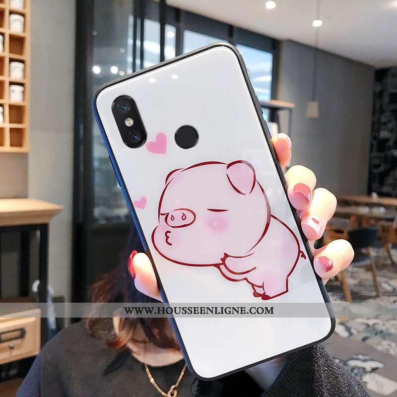 Housse Xiaomi Mi A2 Dessin Animé Charmant Miroir Verre Net Rouge Rose Rouge