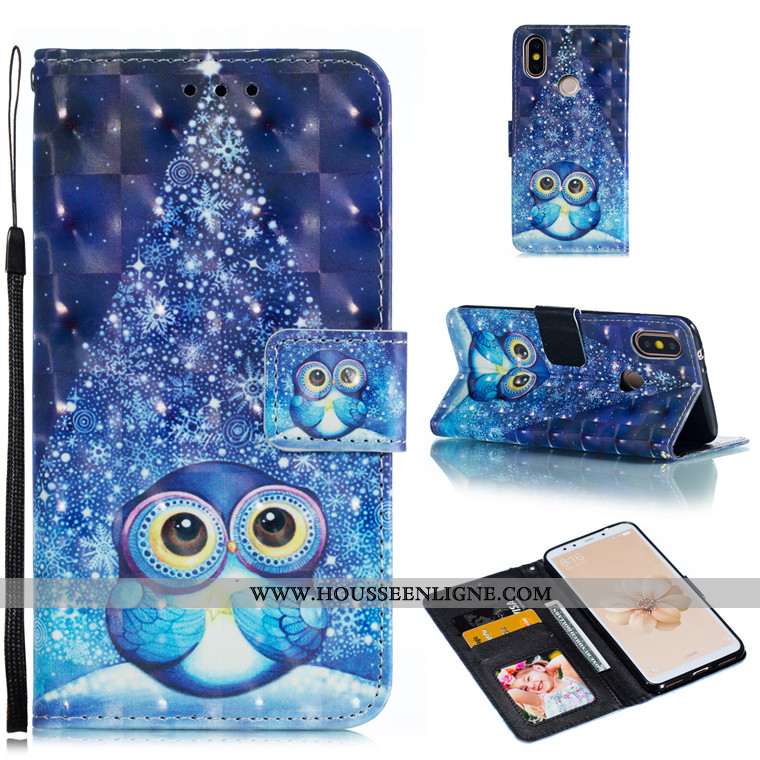 Housse Xiaomi Mi A2 Dessin Animé Cuir Clamshell Coque Rose Incassable Protection