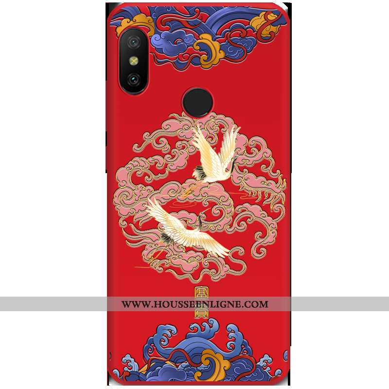 Housse Xiaomi Mi A2 Lite Gaufrage Tendance Vent Rouge Coque Nouveau Étui