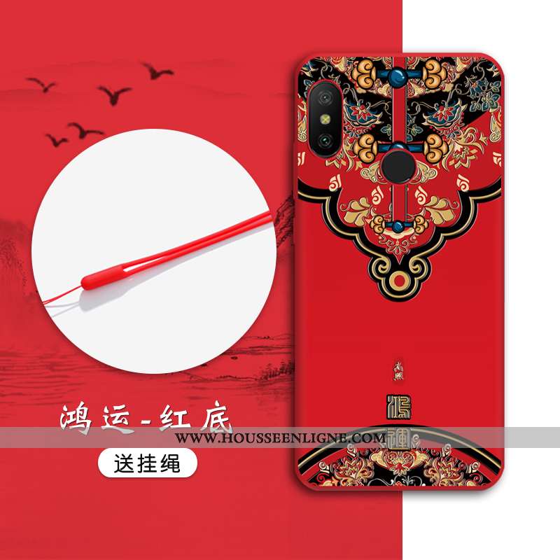 Housse Xiaomi Mi A2 Lite Gaufrage Tendance Vent Rouge Coque Nouveau Étui