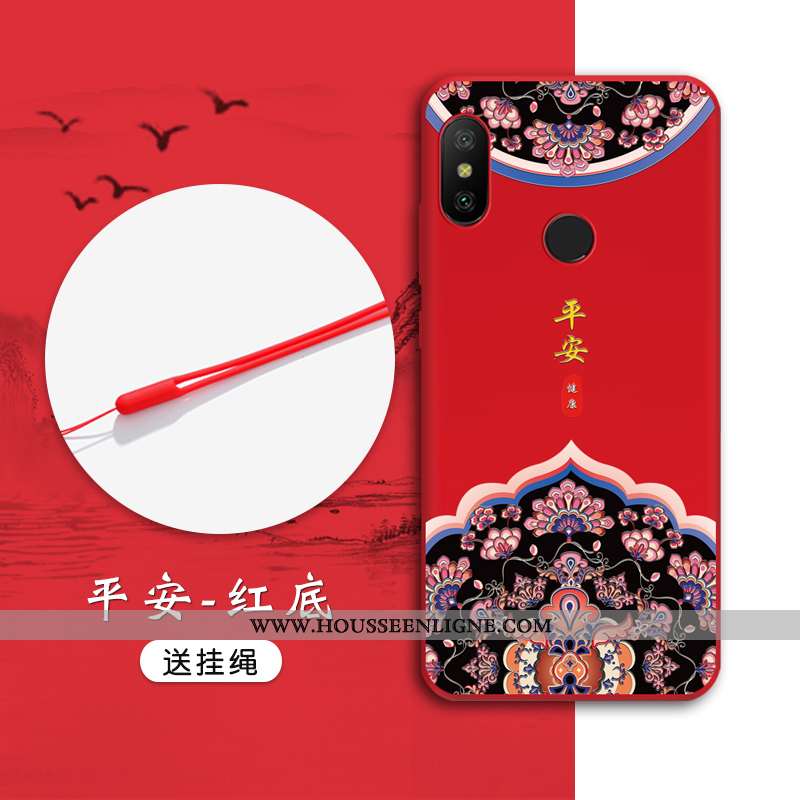 Housse Xiaomi Mi A2 Lite Gaufrage Tendance Vent Rouge Coque Nouveau Étui