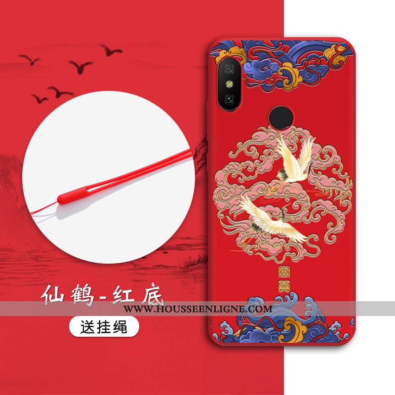Housse Xiaomi Mi A2 Lite Gaufrage Tendance Vent Rouge Coque Nouveau Étui