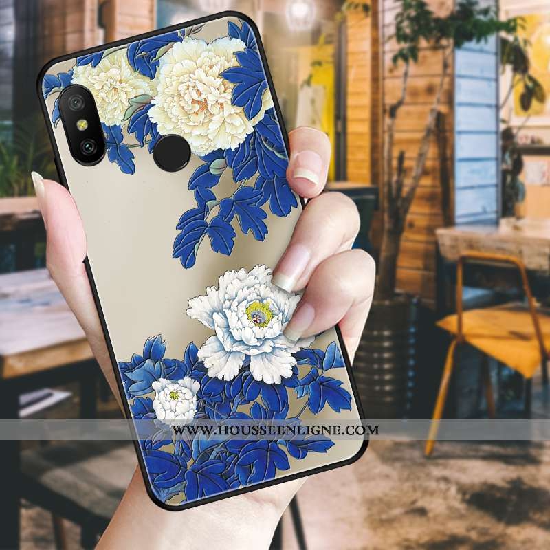 Housse Xiaomi Mi A2 Lite Tendance Fluide Doux Incassable Téléphone Portable Fleur Noir Bleu