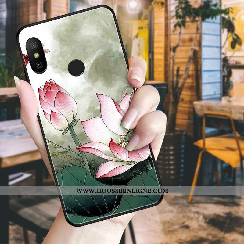 Housse Xiaomi Mi A2 Lite Tendance Fluide Doux Incassable Téléphone Portable Fleur Noir Bleu