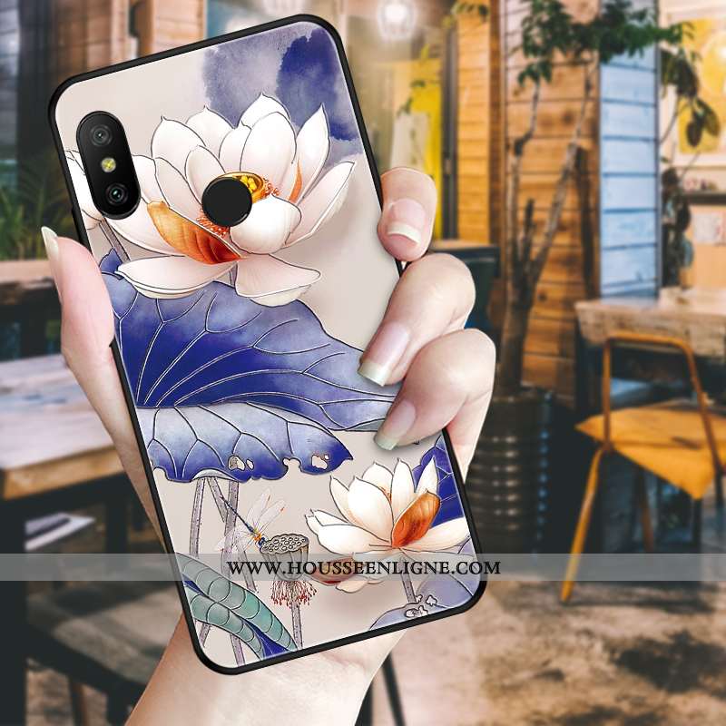 Housse Xiaomi Mi A2 Lite Tendance Fluide Doux Incassable Téléphone Portable Fleur Noir Bleu