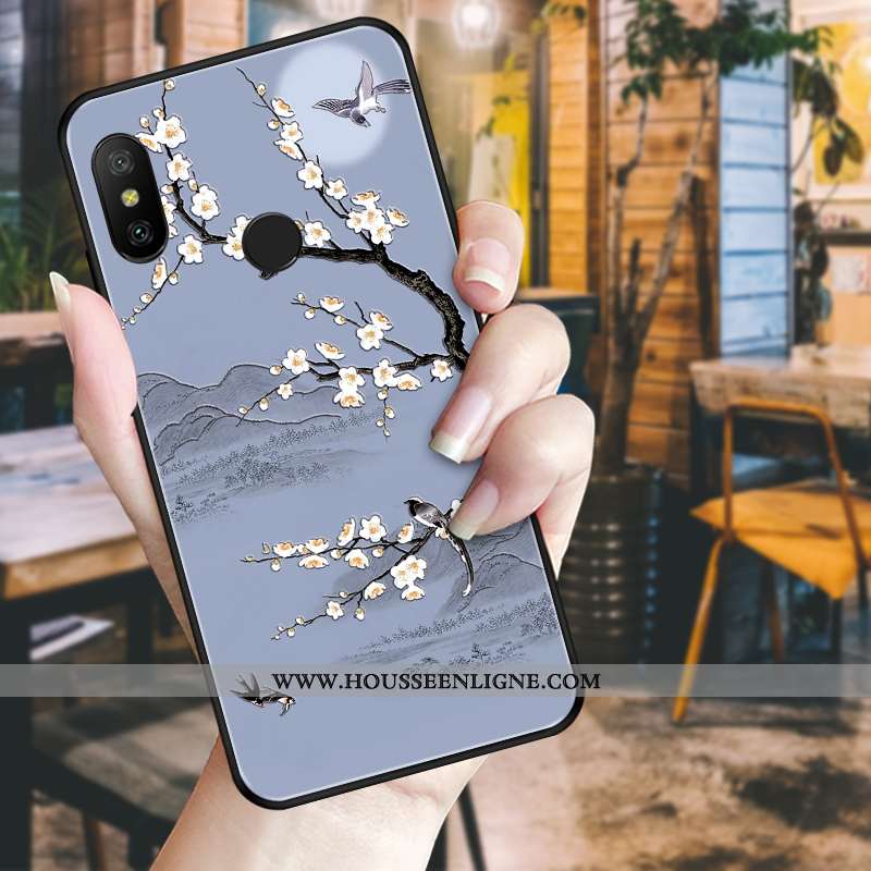Housse Xiaomi Mi A2 Lite Tendance Fluide Doux Incassable Téléphone Portable Fleur Noir Bleu