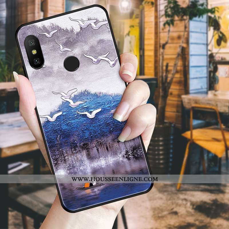 Housse Xiaomi Mi A2 Lite Tendance Fluide Doux Incassable Téléphone Portable Fleur Noir Bleu