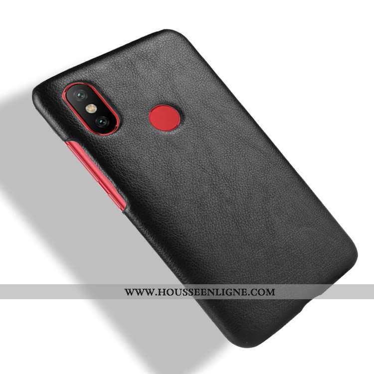 Housse Xiaomi Mi A2 Modèle Fleurie Cuir Difficile Coque Étui Litchi Téléphone Portable Rouge
