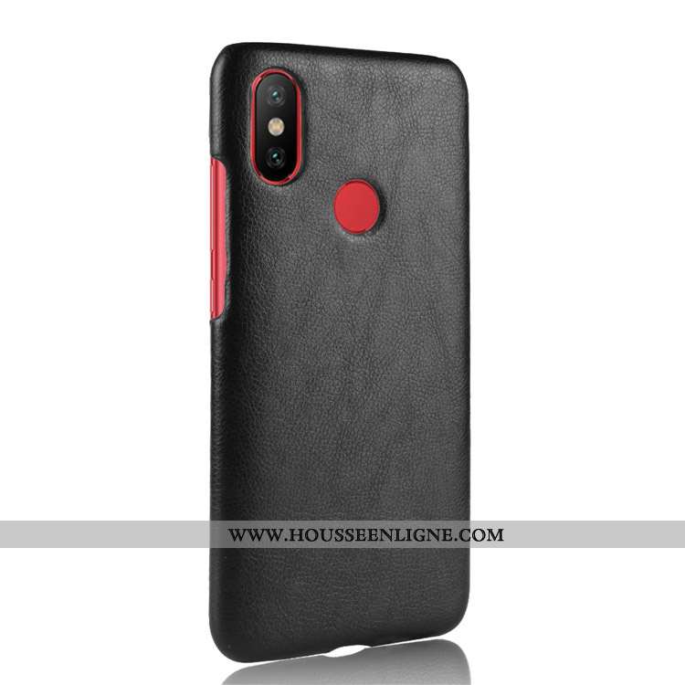 Housse Xiaomi Mi A2 Modèle Fleurie Cuir Difficile Coque Étui Litchi Téléphone Portable Rouge