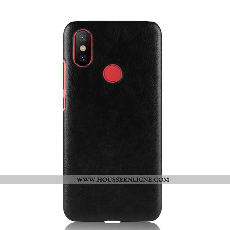 Housse Xiaomi Mi A2 Modèle Fleurie Cuir Difficile Coque Étui Litchi Téléphone Portable Rouge