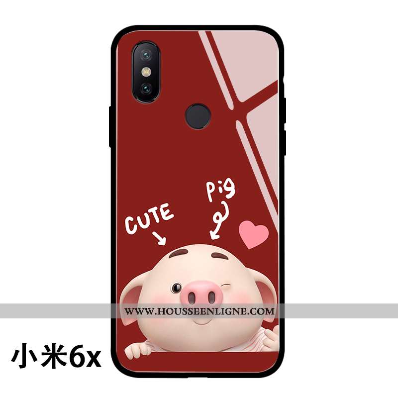 Housse Xiaomi Mi A2 Silicone Protection Verre Mignonne Amoureux Incassable Petit Bordeaux