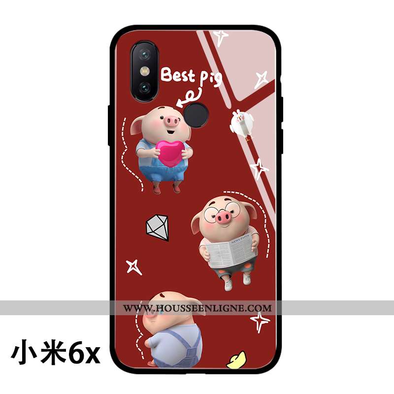 Housse Xiaomi Mi A2 Silicone Protection Verre Mignonne Amoureux Incassable Petit Bordeaux