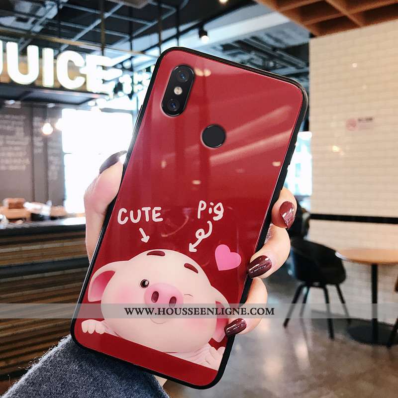 Housse Xiaomi Mi A2 Silicone Protection Verre Mignonne Amoureux Incassable Petit Bordeaux