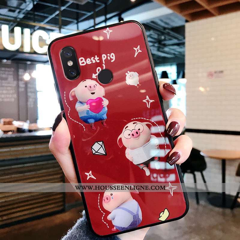 Housse Xiaomi Mi A2 Silicone Protection Verre Mignonne Amoureux Incassable Petit Bordeaux