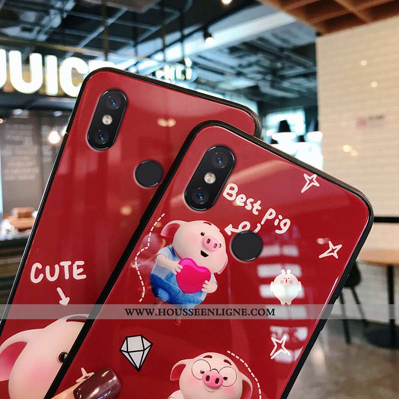 Housse Xiaomi Mi A2 Silicone Protection Verre Mignonne Amoureux Incassable Petit Bordeaux